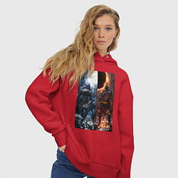 Толстовка оверсайз женская Dark Souls x Bloodborne Дарк Соулс, цвет: красный — фото 2