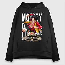 Толстовка оверсайз женская One Piece Monkey Большой Куш Манки, цвет: черный