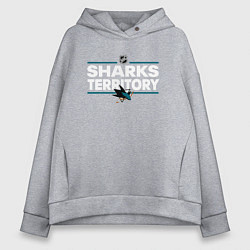 Толстовка оверсайз женская SHARKS TERRITORY САН-ХОСЕ ШАРКС, цвет: меланж