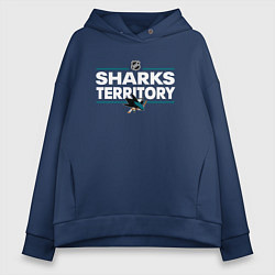 Толстовка оверсайз женская SHARKS TERRITORY САН-ХОСЕ ШАРКС, цвет: тёмно-синий