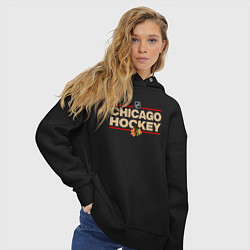 Толстовка оверсайз женская CHICAGO BLACKHAWKS NHL ЧИКАГО НХЛ, цвет: черный — фото 2