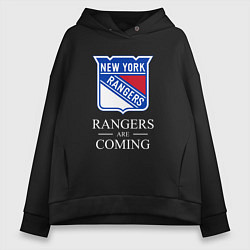 Толстовка оверсайз женская Rangers are coming, Нью Йорк Рейнджерс, New York R, цвет: черный