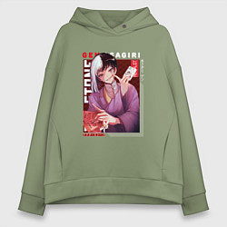 Толстовка оверсайз женская Доктор Стоун Dr Stone, Гэн Асагири, цвет: авокадо