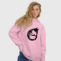 Толстовка оверсайз женская Обнимашки волк и кошка, цвет: светло-розовый — фото 2