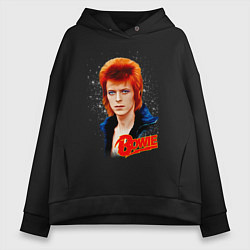 Толстовка оверсайз женская David Bowie Blue Jacket, цвет: черный