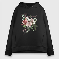 Толстовка оверсайз женская Spring mood Flower, цвет: черный