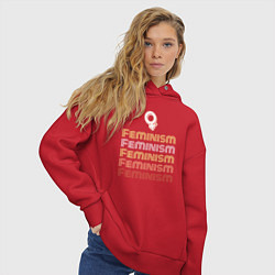 Толстовка оверсайз женская Feminism - retro, цвет: красный — фото 2
