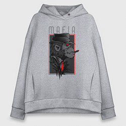 Толстовка оверсайз женская Обезьяна мафиози, цвет: меланж