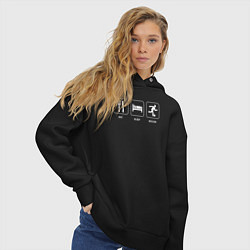 Толстовка оверсайз женская Есть Спать Футбол, цвет: черный — фото 2