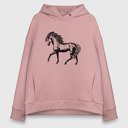 Толстовка оверсайз женская Мустанг Лошадь, цвет: пыльно-розовый
