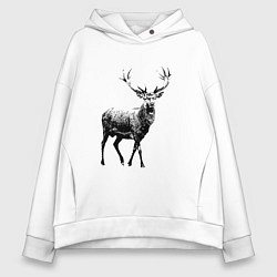 Толстовка оверсайз женская Черный олень Black Deer, цвет: белый