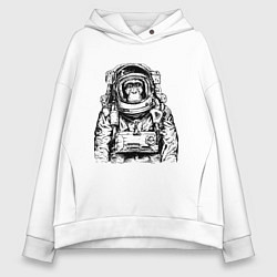 Толстовка оверсайз женская Monkey Astronaut, цвет: белый