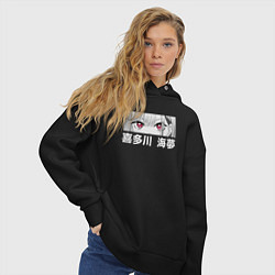 Толстовка оверсайз женская Глаза Китагавы, цвет: черный — фото 2