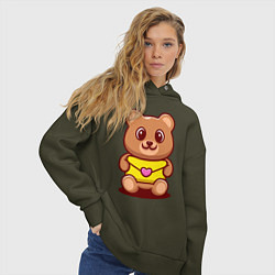 Толстовка оверсайз женская Bear & Heart, цвет: хаки — фото 2