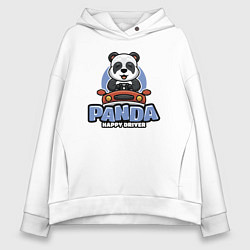 Толстовка оверсайз женская Panda Happy driver, цвет: белый