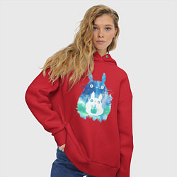 Толстовка оверсайз женская Семья кроликов Акварель, цвет: красный — фото 2