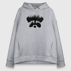 Толстовка оверсайз женская Енот и Лес, цвет: меланж