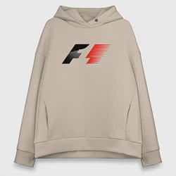 Толстовка оверсайз женская F1 Формула 1 Большое лого, цвет: миндальный