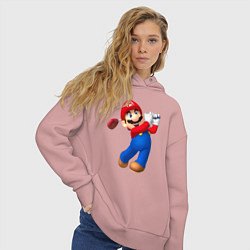 Толстовка оверсайз женская Марио - крутейший гольфист Super Mario, цвет: пыльно-розовый — фото 2