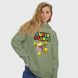Толстовка оверсайз женская Bowser Junior Super Mario, цвет: авокадо — фото 2