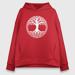 Толстовка оверсайз женская Мировое Дерево Славян, цвет: красный