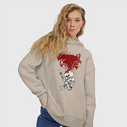 Толстовка оверсайз женская Cannibal Corpse skeleton, цвет: миндальный — фото 2