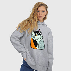 Толстовка оверсайз женская Абстрактный котик, цвет: меланж — фото 2