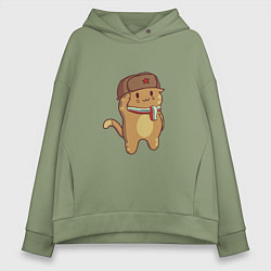 Толстовка оверсайз женская Russian Cat, цвет: авокадо