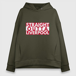 Толстовка оверсайз женская Straight Outta Liverpool, цвет: хаки