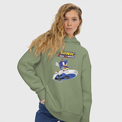 Толстовка оверсайз женская Sonic Free Riders Hedgehog Racer, цвет: авокадо — фото 2