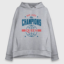 Толстовка оверсайз женская QUEEN WE ARE THE CHAMPIONS, цвет: меланж