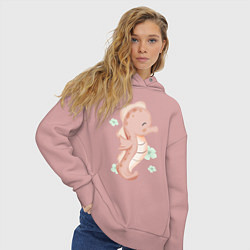 Толстовка оверсайз женская Милый Морской Конёк, цвет: пыльно-розовый — фото 2
