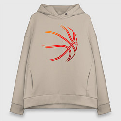 Толстовка оверсайз женская Баскетбольный мяч оранж, цвет: миндальный