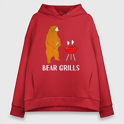 Толстовка оверсайз женская Bear Grills Беар Гриллс, цвет: красный