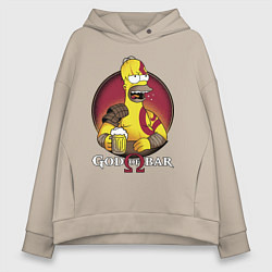 Толстовка оверсайз женская Homer god of bar, цвет: миндальный