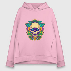 Толстовка оверсайз женская Summer - Skull, цвет: светло-розовый
