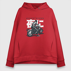 Толстовка оверсайз женская Японский мотоциклист Old Akira Japanese Biker, цвет: красный