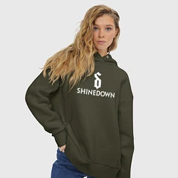 Толстовка оверсайз женская Shinedown логотип с эмблемой, цвет: хаки — фото 2
