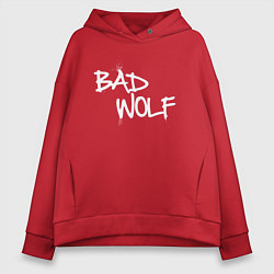 Толстовка оверсайз женская Bad Wolf злой волк, цвет: красный