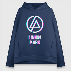 Толстовка оверсайз женская Linkin Park Glitch Rock, цвет: тёмно-синий