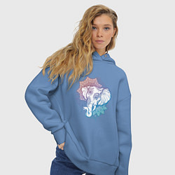 Толстовка оверсайз женская Мандала слон, цвет: мягкое небо — фото 2