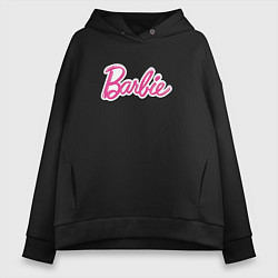 Толстовка оверсайз женская Barbie logo, цвет: черный