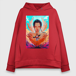 Толстовка оверсайз женская НИКО РОБИН Техника большой цветок ONE PIECE, цвет: красный