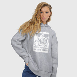 Толстовка оверсайз женская Император нуждается в тебе! Белый постер, цвет: меланж — фото 2