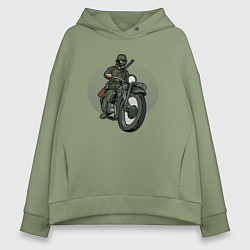Толстовка оверсайз женская Сталкер на мотоцикле, цвет: авокадо