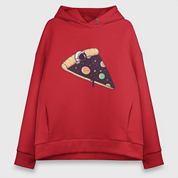 Толстовка оверсайз женская Space - Pizza, цвет: красный