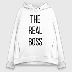 Толстовка оверсайз женская The real boss!, цвет: белый