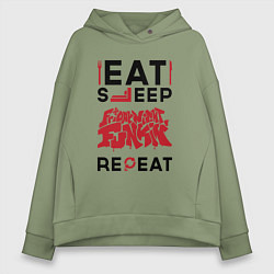 Женское худи оверсайз Надпись: Eat Sleep Friday Night Funkin Repeat