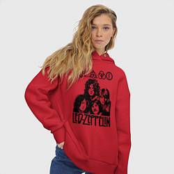 Толстовка оверсайз женская Led Zeppelin Black, цвет: красный — фото 2