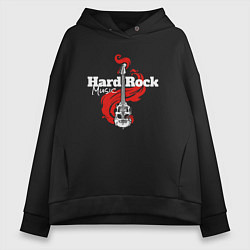 Толстовка оверсайз женская Hard rock music, цвет: черный